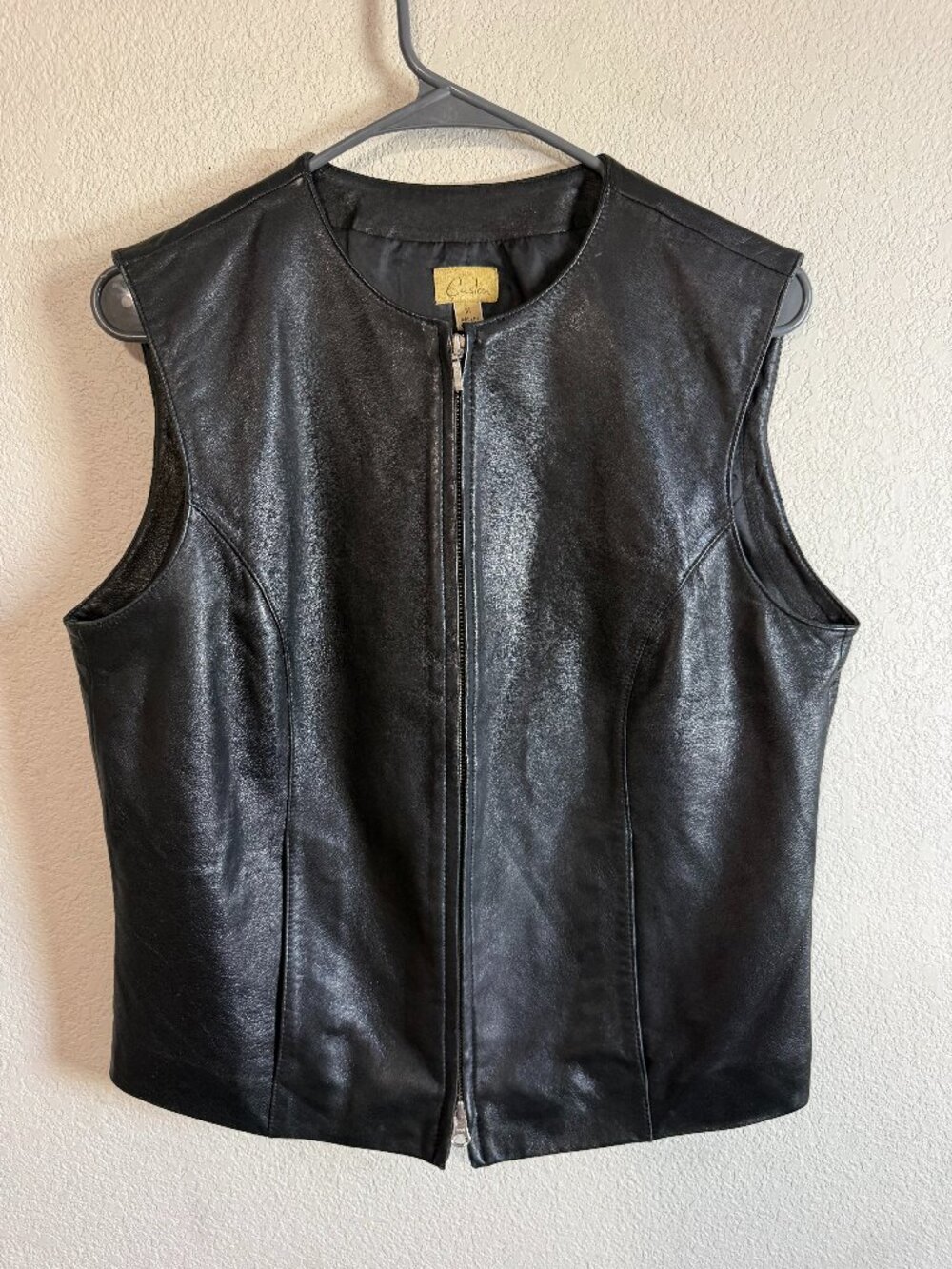 Caslon Women’s Black Genuine Lambskin Leather Full Zip Vest Size M